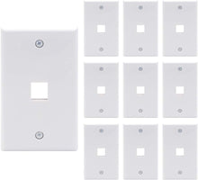 Load image into Gallery viewer, 1 Port Keystone Wall Plate UL Listed (10 Pack), Single Gang Wall Plates for RJ45 Keystone Jack and Modular Inserts