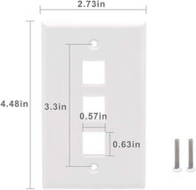 Load image into Gallery viewer, 3 Port Keystone Wall Plate UL Listed (10-Pack)/Single Gang Wall Plates for RJ45 Keystone Jack and Modular Inserts