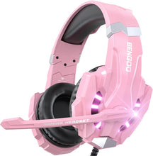 Load image into Gallery viewer, Pink/Stereo Gaming Headset for PS4 PC Xbox One PS5 Controller, Noise Cancelling Over Ear Headphones with Mic