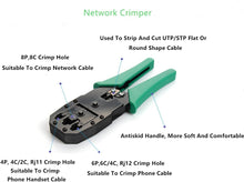 Load image into Gallery viewer, Network Tool Kit for Cat5 Cat5e Cat6, 11 in 1 Portable Ethernet Cable Crimper Kit with a Ethernet Crimping Tool
