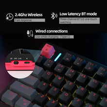 Load image into Gallery viewer, Black Red/Hot Swappable Mechanical Keyboard, Wireless TKL 75% RGB Customizable Backlit Gaming Keyboard