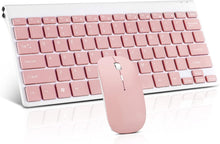 Load image into Gallery viewer, Pink/Wireless Keyboard and Mouse Combo/Compact Quiet Wireless Keyboard and Mouse Set 2.4G Ultra-Thin Sleek Design for Windows
