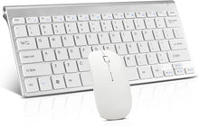 Load image into Gallery viewer, Silver White/Wireless Keyboard and Mouse Combo/Compact Quiet Wireless Keyboard and Mouse Set 2.4G Ultra-Thin Sleek Design for Windows