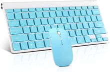 Load image into Gallery viewer, Blue/Wireless Keyboard and Mouse Combo/Compact Quiet Wireless Keyboard and Mouse Set 2.4G Ultra-Thin Sleek Design for Windows