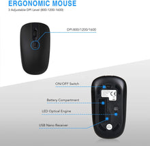 Load image into Gallery viewer, Black/Wireless Keyboard and Mouse Combo