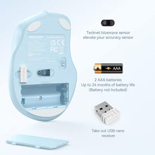Load image into Gallery viewer, Wireless Mouse, 2.4G Ergonomic Optical Mouse/ Lightblue