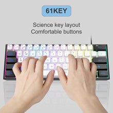 Load image into Gallery viewer, Black White/Mini 60% Gaming Keyboard/Upgrade RGB Backlit 61 Key Ultra-Compact Keyboard