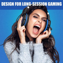 Load image into Gallery viewer, Blue/Stereo Gaming Headset for PS4 PC Xbox One PS5 Controller, Noise Cancelling Over Ear Headphones with Mic