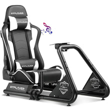 Load image into Gallery viewer, White/Racing Simulator Cockpit with Seat and Bluetooth Speakers