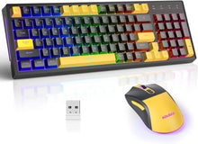 Load image into Gallery viewer, Yellow Combo/ Wireless Gaming Keyboard and Mouse Combo