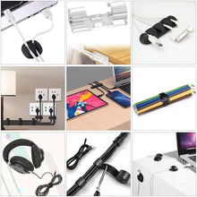 Load image into Gallery viewer, Cord Management Organizer Kit 4 Cable Sleeve Split with 41Self Adhesive Clips Holder, 10pcs and 2 Roll Self tie 100 Fastening Ties