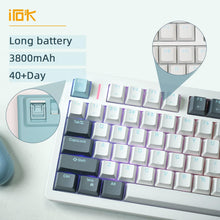 Load image into Gallery viewer, White Blue/Hot Swappable Mechanical Keyboard, Wireless TKL 75% RGB Customizable Backlit Gaming Keyboard