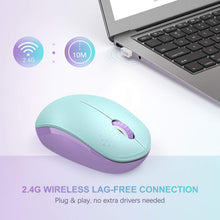 Load image into Gallery viewer, Wireless Mouse/ Mint Green&Purple