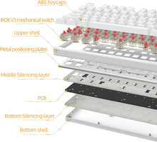 Load image into Gallery viewer, White/Hot Swappable Mechanical Keyboard, Wireless TKL 75% RGB Customizable Backlit Gaming Keyboard