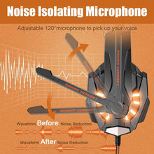 Load image into Gallery viewer, Orange/Stereo Gaming Headset for PS4 PC Xbox One PS5 Controller, Noise Cancelling Over Ear Headphones with Mic