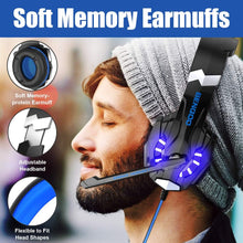 Load image into Gallery viewer, Blue/Stereo Gaming Headset for PS4 PC Xbox One PS5 Controller, Noise Cancelling Over Ear Headphones with Mic