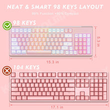 Load image into Gallery viewer, Pink/ Wireless Gaming Keyboard