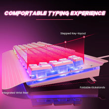 Load image into Gallery viewer, Pink/Gaming Keyboard/104 Keys All-Metal Panel Light Up Silent Computer Keyboard