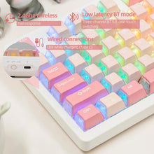 Load image into Gallery viewer, PinkBlue/Hot Swappable Mechanical Keyboard, Wireless TKL 75% RGB Customizable Backlit Gaming Keyboard