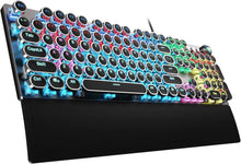 Load image into Gallery viewer, Black Blue Switches /Typewriter Style Mechanical Gaming Keyboard Blue Switches