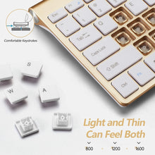 Load image into Gallery viewer, Gold /Wireless Keyboard and Mouse Combo/Compact Quiet Wireless Keyboard and Mouse Set 2.4G Ultra-Thin Sleek Design for Windows
