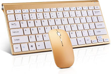 Load image into Gallery viewer, Gold /Wireless Keyboard and Mouse Combo/Compact Quiet Wireless Keyboard and Mouse Set 2.4G Ultra-Thin Sleek Design for Windows