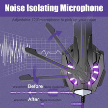 Load image into Gallery viewer, Purple/Stereo Gaming Headset for PS4 PC Xbox One PS5 Controller, Noise Cancelling Over Ear Headphones with Mic