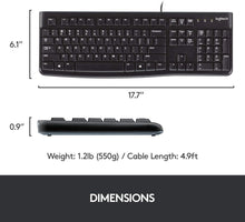 Load image into Gallery viewer, Logitech K120 Wired Keyboard for Windows/Black