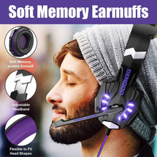 Load image into Gallery viewer, Purple/Stereo Gaming Headset for PS4 PC Xbox One PS5 Controller, Noise Cancelling Over Ear Headphones with Mic