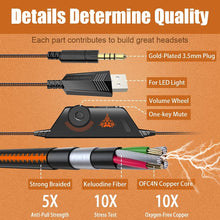 Load image into Gallery viewer, Orange/Stereo Gaming Headset for PS4 PC Xbox One PS5 Controller, Noise Cancelling Over Ear Headphones with Mic