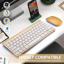 Load image into Gallery viewer, Gold /Wireless Keyboard and Mouse Combo/Compact Quiet Wireless Keyboard and Mouse Set 2.4G Ultra-Thin Sleek Design for Windows