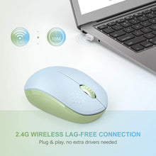 Load image into Gallery viewer, Wireless Mouse/ Light Blue&Olive Green