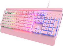 Load image into Gallery viewer, Pink/Gaming Keyboard/104 Keys All-Metal Panel Light Up Silent Computer Keyboard