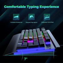 Load image into Gallery viewer, Carbon Black/Gaming Keyboard/Rechargeable RGB Backlit Wireless Gaming Keyboard with Wrist Rest