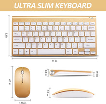 Load image into Gallery viewer, Gold /Wireless Keyboard and Mouse Combo/Compact Quiet Wireless Keyboard and Mouse Set 2.4G Ultra-Thin Sleek Design for Windows