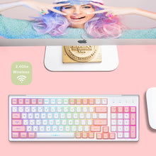Load image into Gallery viewer, White/ Wireless Gaming Keyboard