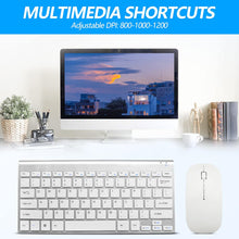 Load image into Gallery viewer, Silver White/Wireless Keyboard and Mouse Combo/Compact Quiet Wireless Keyboard and Mouse Set 2.4G Ultra-Thin Sleek Design for Windows