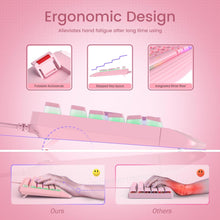 Load image into Gallery viewer, Pink/ Gaming Keyboard/7-Color Rainbow LED Backlit/ 104 Keys Quiet Light Up Keyboard