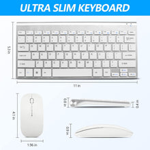 Load image into Gallery viewer, Silver White/Wireless Keyboard and Mouse Combo/Compact Quiet Wireless Keyboard and Mouse Set 2.4G Ultra-Thin Sleek Design for Windows