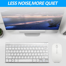 Load image into Gallery viewer, Silver White/Wireless Keyboard and Mouse Combo/Compact Quiet Wireless Keyboard and Mouse Set 2.4G Ultra-Thin Sleek Design for Windows