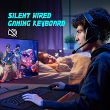 Load image into Gallery viewer, Black/ Gaming Keyboard/7-Color Rainbow LED Backlit/ 104 Keys Quiet Light Up Keyboard