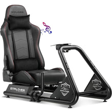 Load image into Gallery viewer, Black/Racing Simulator Cockpit with Seat and Bluetooth Speakers