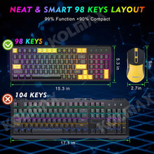Load image into Gallery viewer, Yellow Combo/ Wireless Gaming Keyboard and Mouse Combo