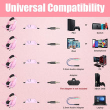 Load image into Gallery viewer, Pink/Stereo Gaming Headset for PS4 PC Xbox One PS5 Controller, Noise Cancelling Over Ear Headphones with Mic