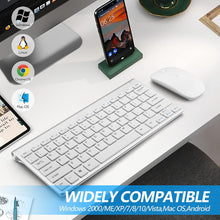 Load image into Gallery viewer, Silver White/Wireless Keyboard and Mouse Combo/Compact Quiet Wireless Keyboard and Mouse Set 2.4G Ultra-Thin Sleek Design for Windows