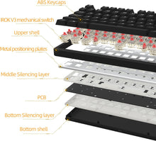 Load image into Gallery viewer, Black/Hot Swappable Mechanical Keyboard, Wireless TKL 75% RGB Customizable Backlit Gaming Keyboard