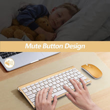 Load image into Gallery viewer, Gold /Wireless Keyboard and Mouse Combo/Compact Quiet Wireless Keyboard and Mouse Set 2.4G Ultra-Thin Sleek Design for Windows