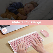 Load image into Gallery viewer, Pink/Wireless Keyboard and Mouse Combo/Compact Quiet Wireless Keyboard and Mouse Set 2.4G Ultra-Thin Sleek Design for Windows