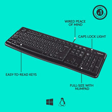 Load image into Gallery viewer, Logitech K120 Wired Keyboard for Windows/Black