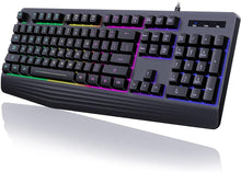 Load image into Gallery viewer, Black-Gaming Keyboard, 7-Color Rainbow LED Backlit